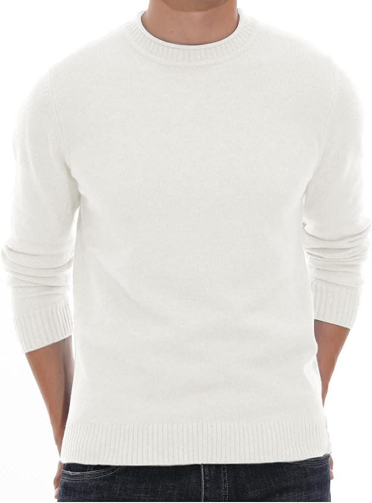 Men's Crewneck Sweater Soft Casual Sweaters for Men Classic Pullover Sweaters with Ribbing