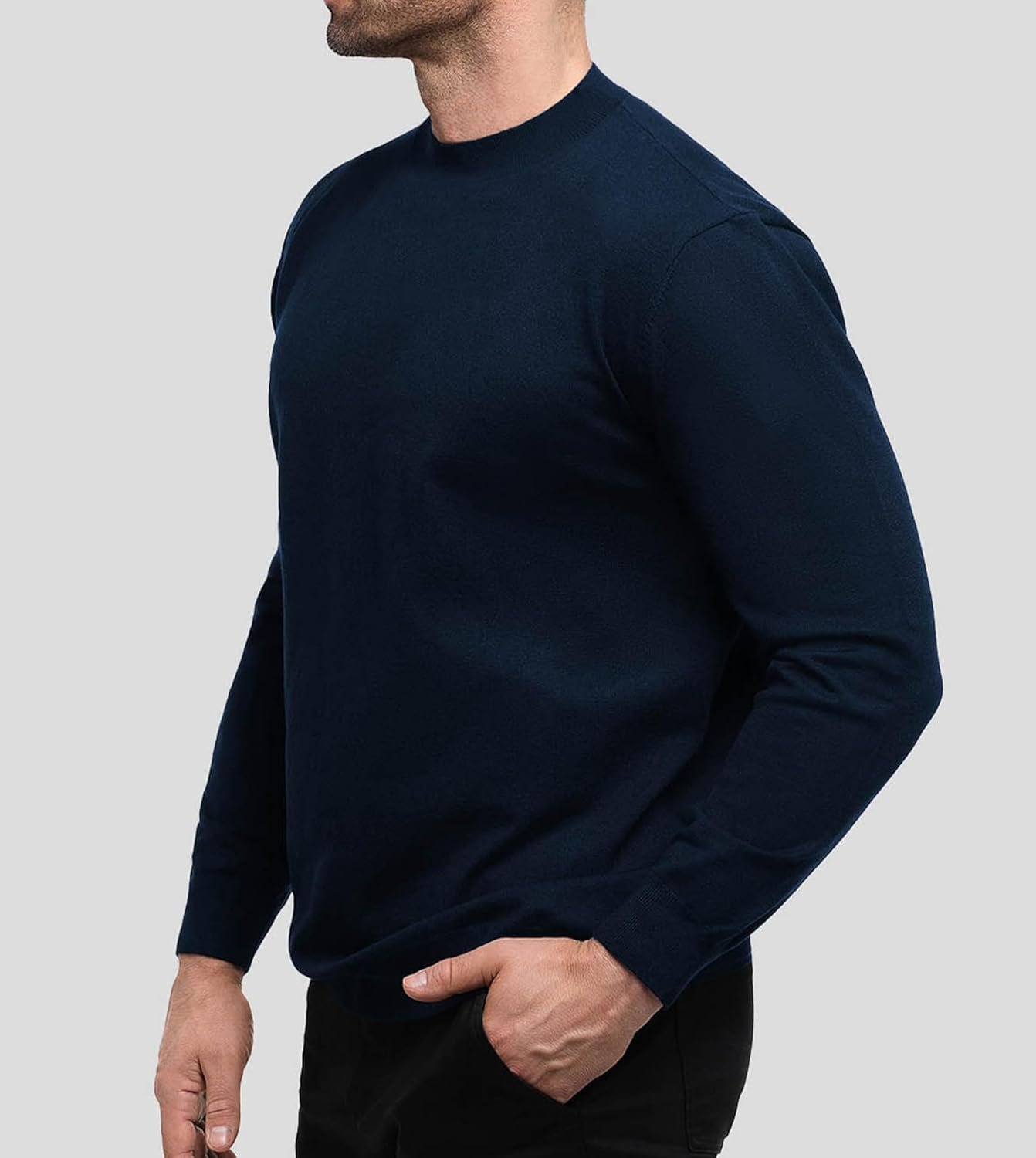 Men's Crewneck Sweater Casual Pullover Sweater Slim Fit Lightweight Long Sleeve Knit Sweater S-4XL - Image 2