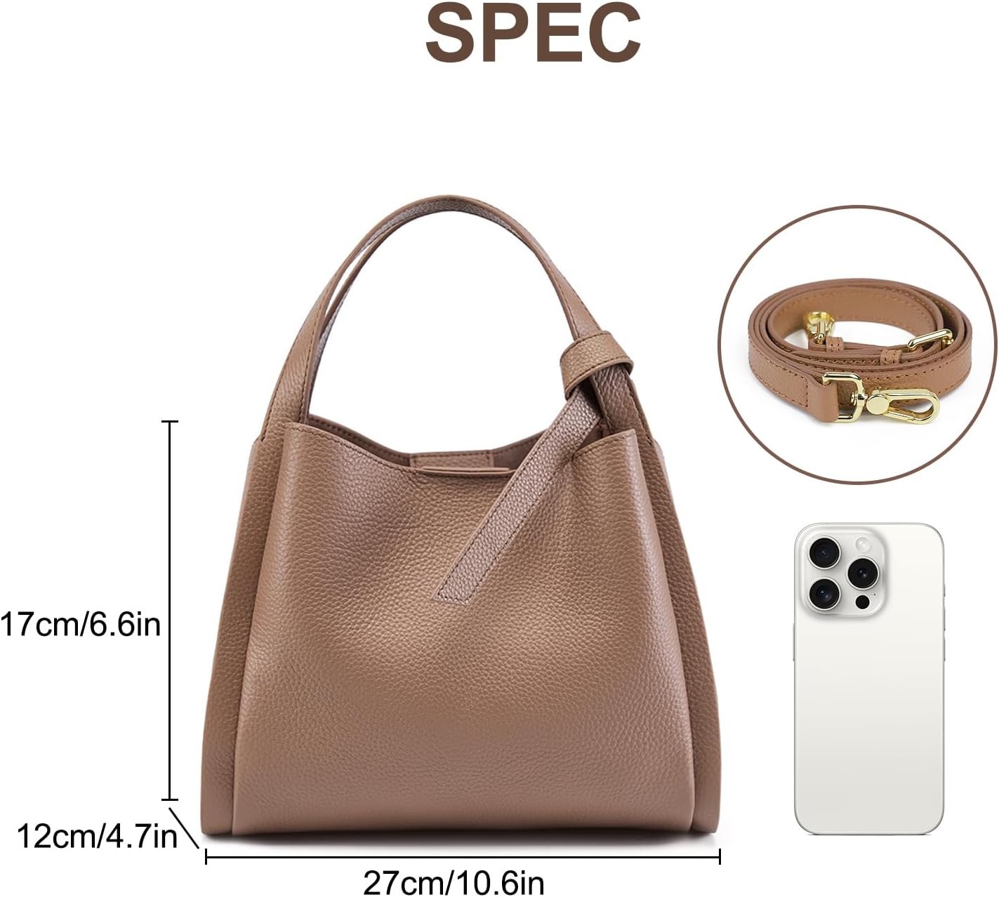 Bucket Bags for Women, Genuine Leather Handbags Small Crossbody Purses, Shoulder Bags with an Adjustable Strap - Image 2