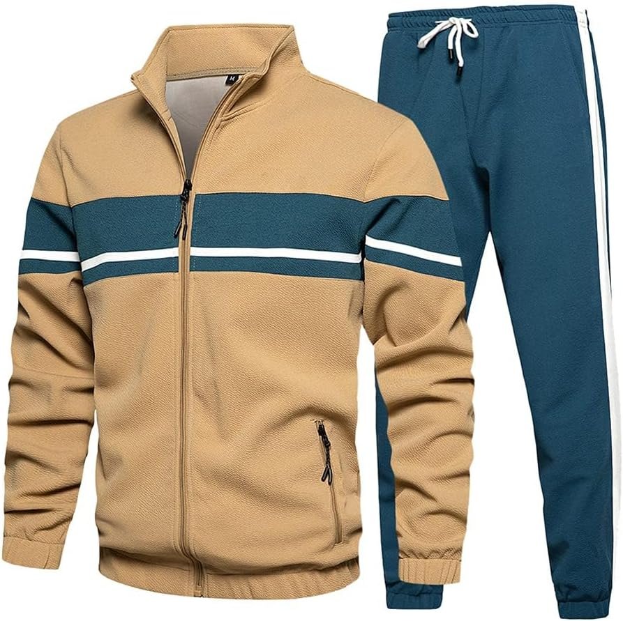 Leading the Better Life Men's Sweat Suit 2 Piece Outfit Casual Contrast Sports Jogging Tracksuits Set