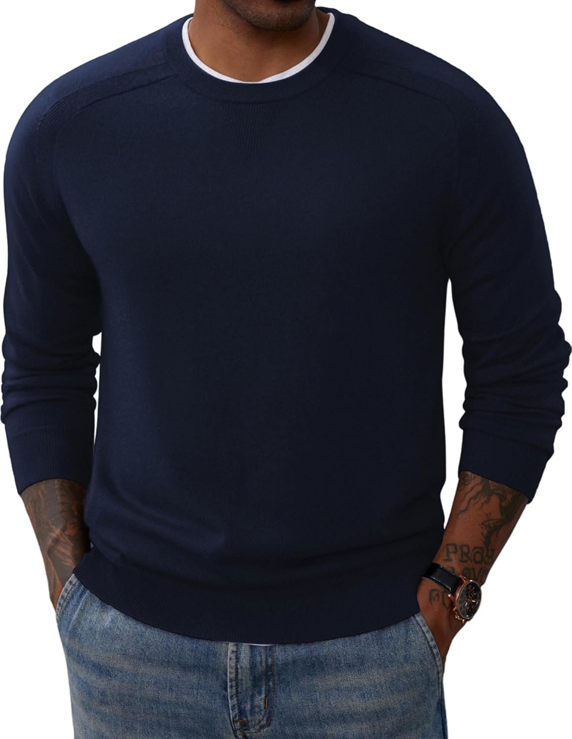 Men's Crewneck Sweaters Casual Crew Neck Sweatshirt Wool Blend Knit Pullovers
