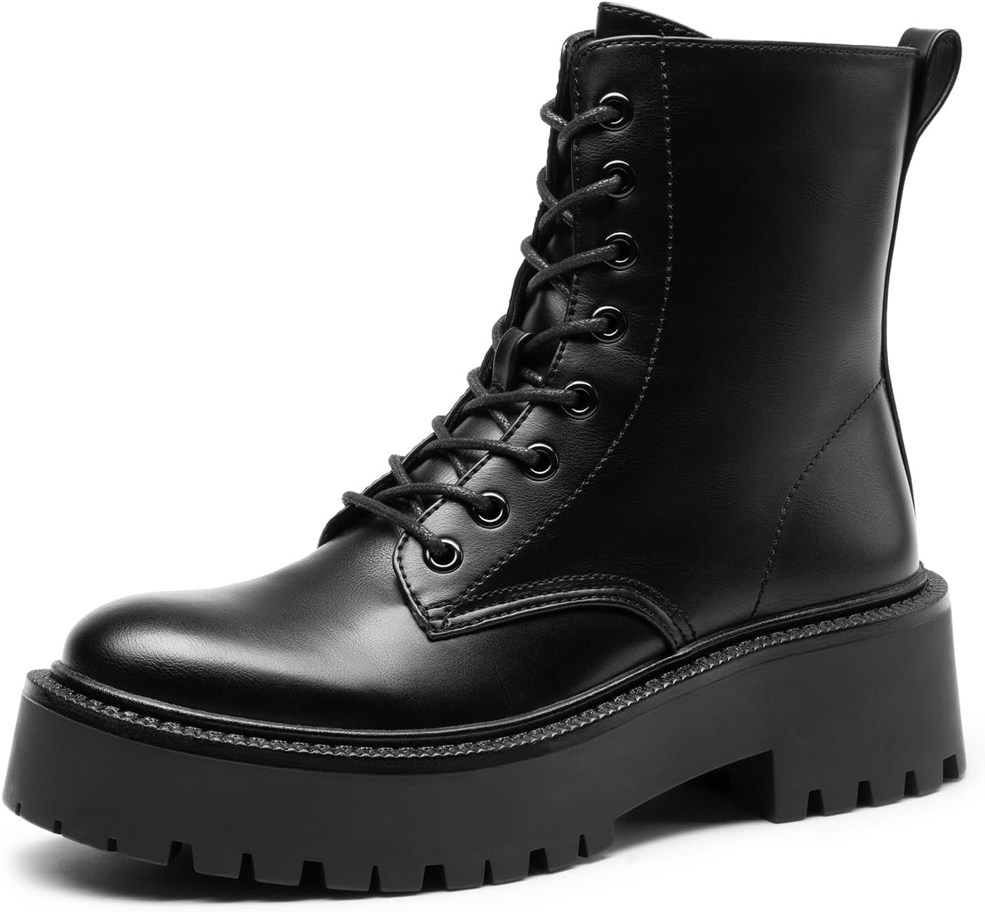 Women Lace up Combat Ankle Boots Fashion Lug Sole Platform Booties Shoes