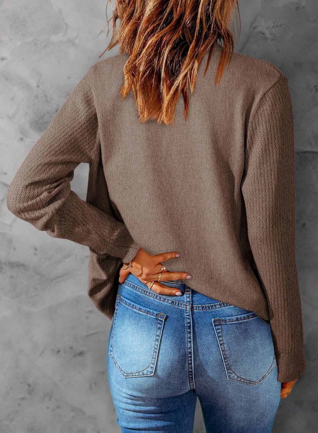 Womens Cardigan Wool Blend Long Sleeve Button Down Sweaters for Women Casual Hollow Out Knit Tops - Image 2