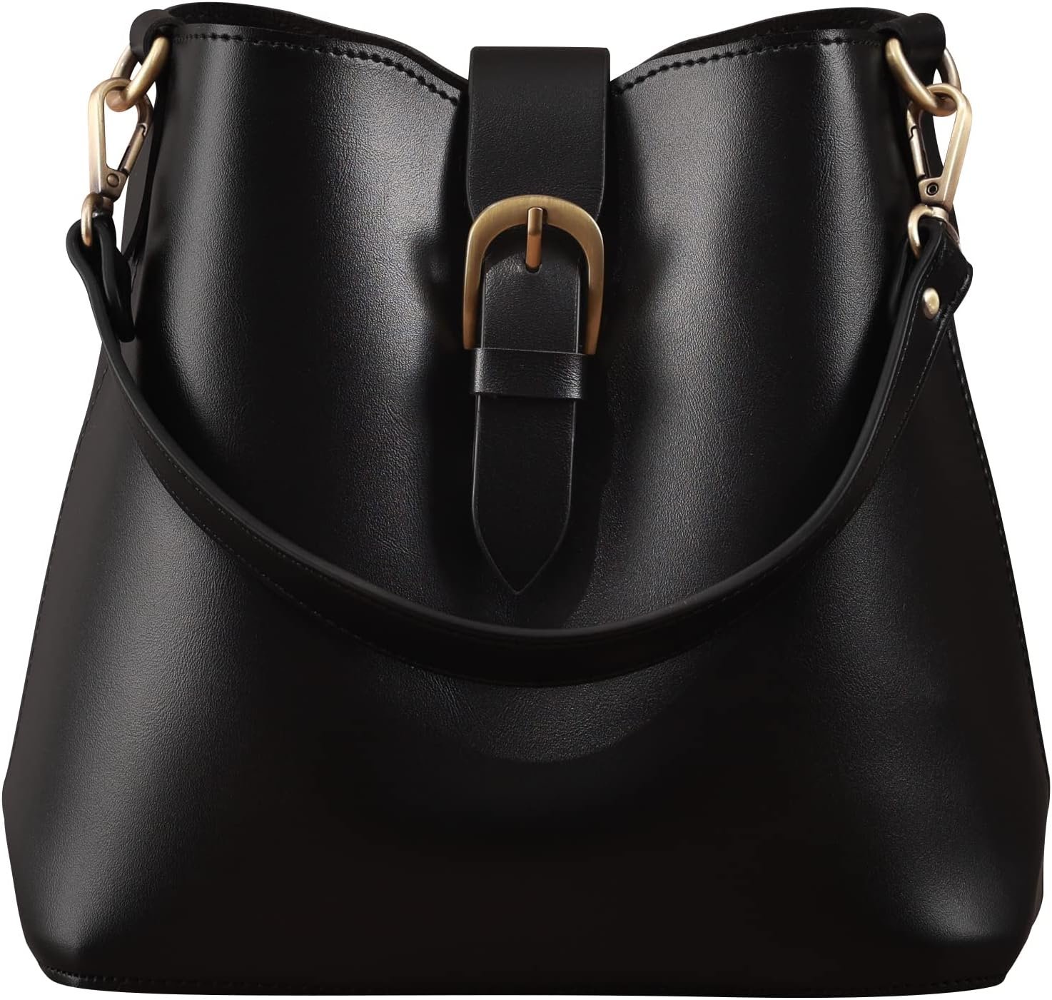 Bucket Vegan Leather Bag For Women Retro Faux Casual Purse Classic Vintage Simple Shoulder Handbag