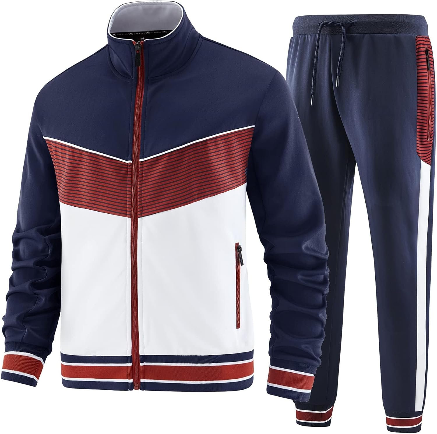 Men's Casual 2 Piece Tracksuit Sets Long Sleeve Full Zip Jacket and Sweatpants Jogging Sport Outfits Sweatsuits - Image 2
