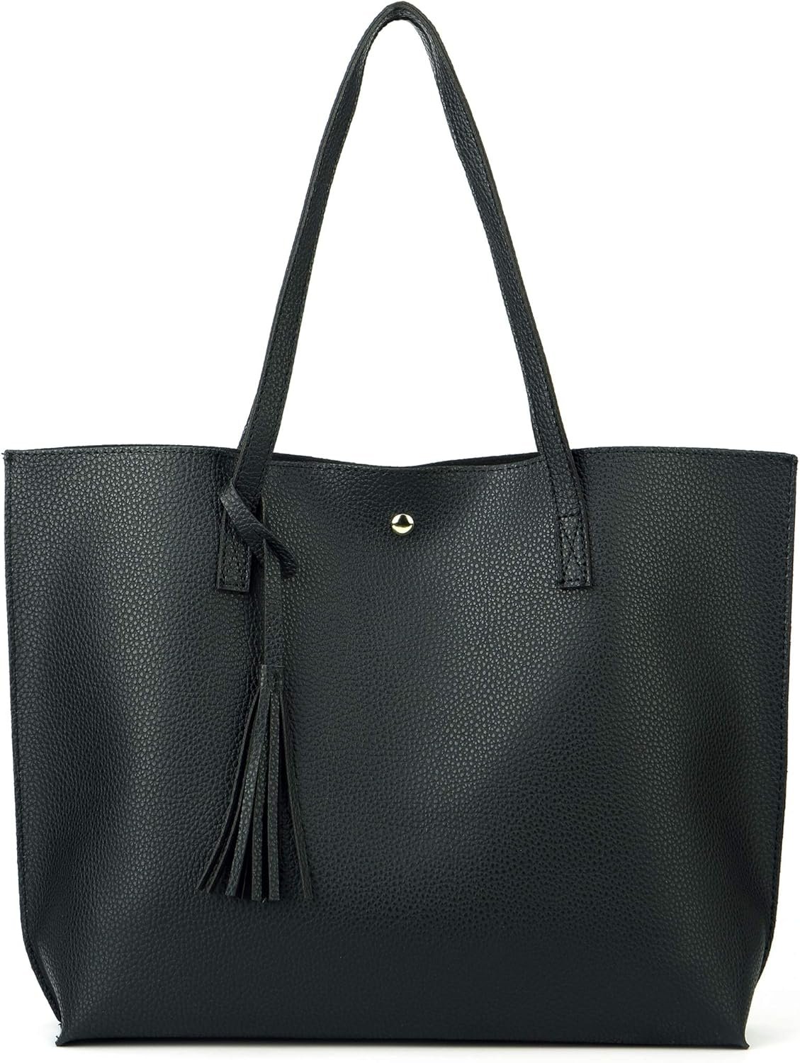 Women Tote Bags Top Handle Satchel Handbags PU Faux Leather Tote Bag with Tassel Shoulder Purse