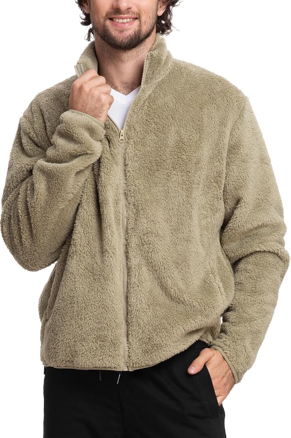Men's Jacket Ultimate Fuzzy Sweater for Men, Fleece Winter Coats, Mens Cold Weather Jackets